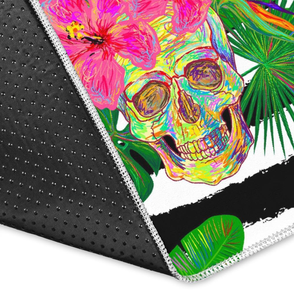 Aloha Skull Striped Pattern Print Area Rug