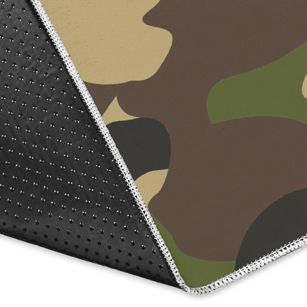Army Green Camouflage Print Area Rug