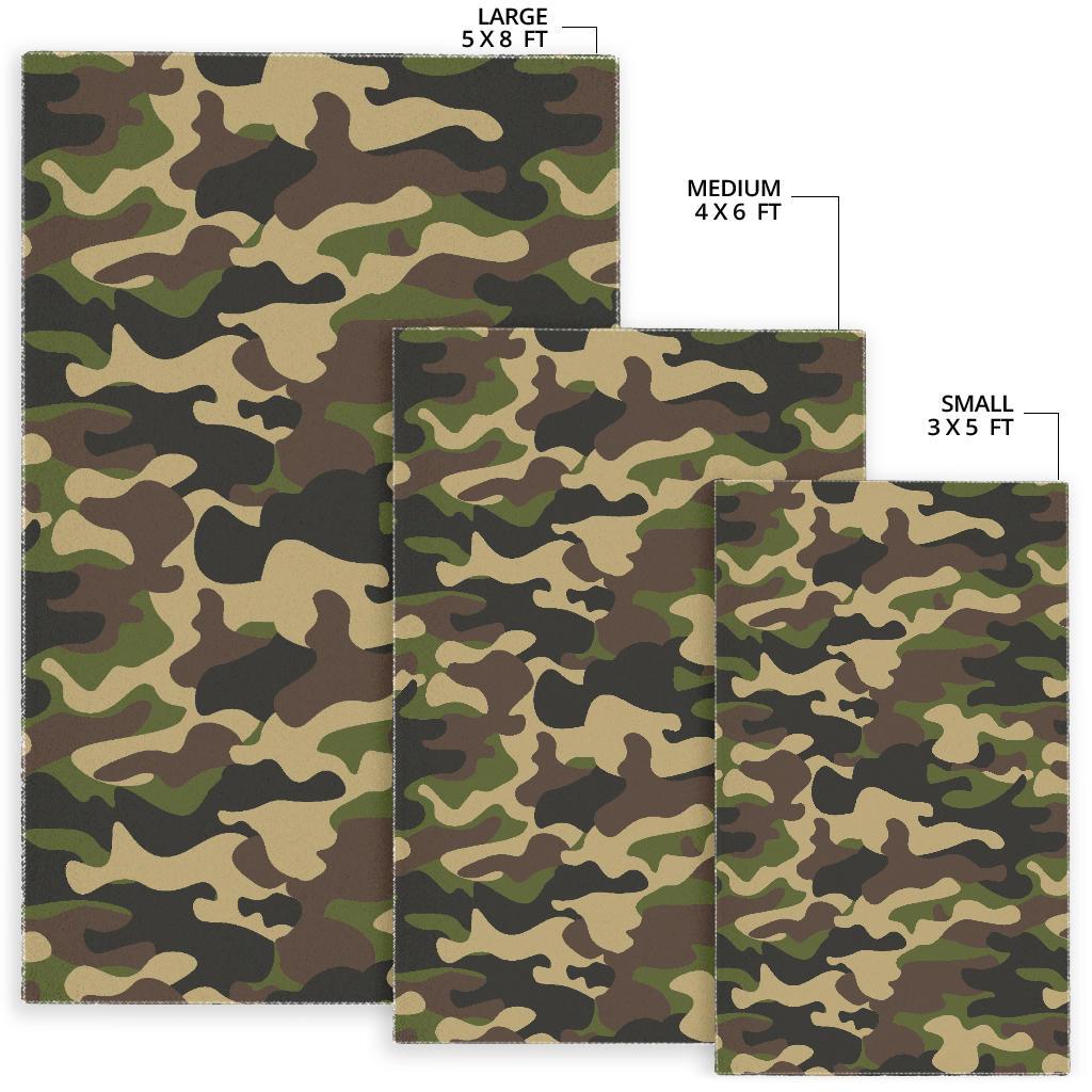 Army Green Camouflage Print Area Rug