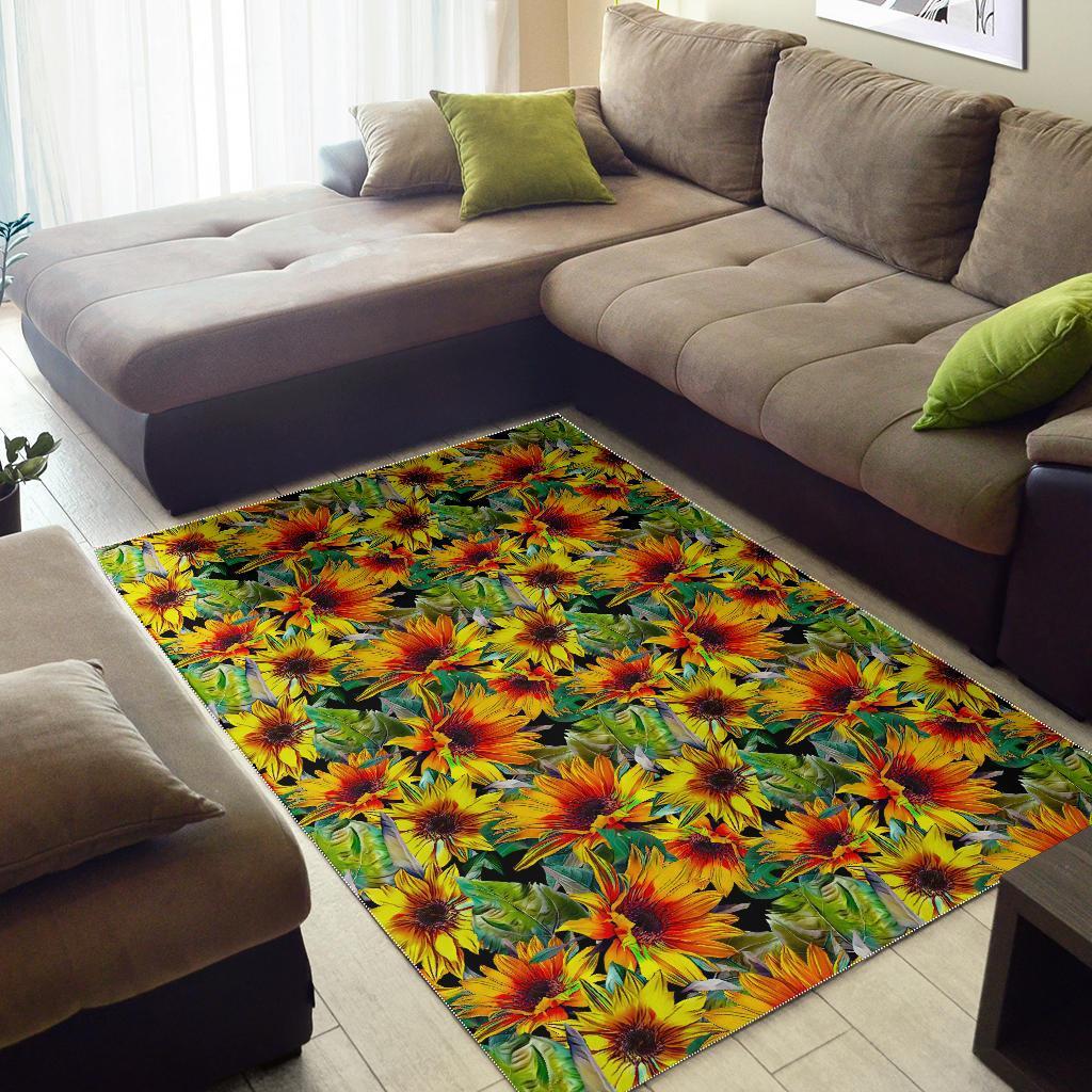 Autumn Sunflower Pattern Print Area Rug