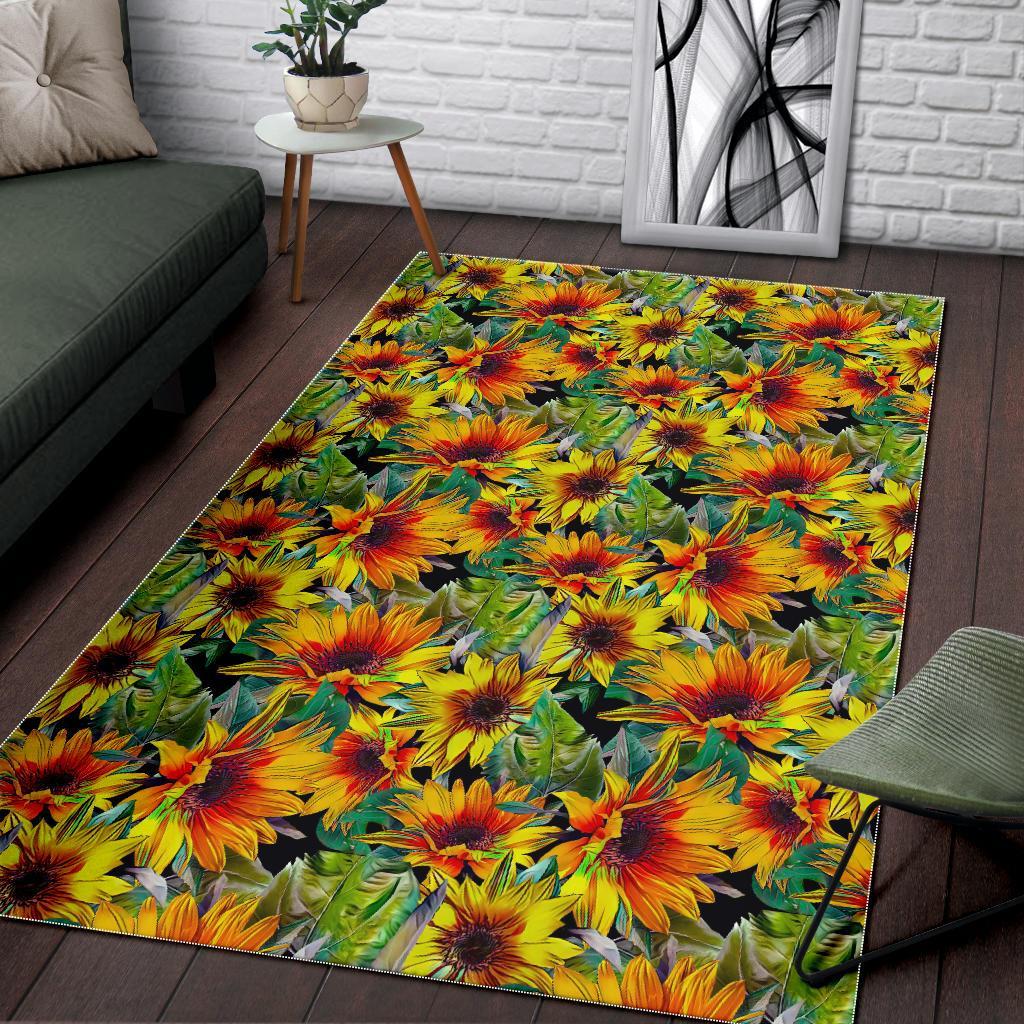 Autumn Sunflower Pattern Print Area Rug