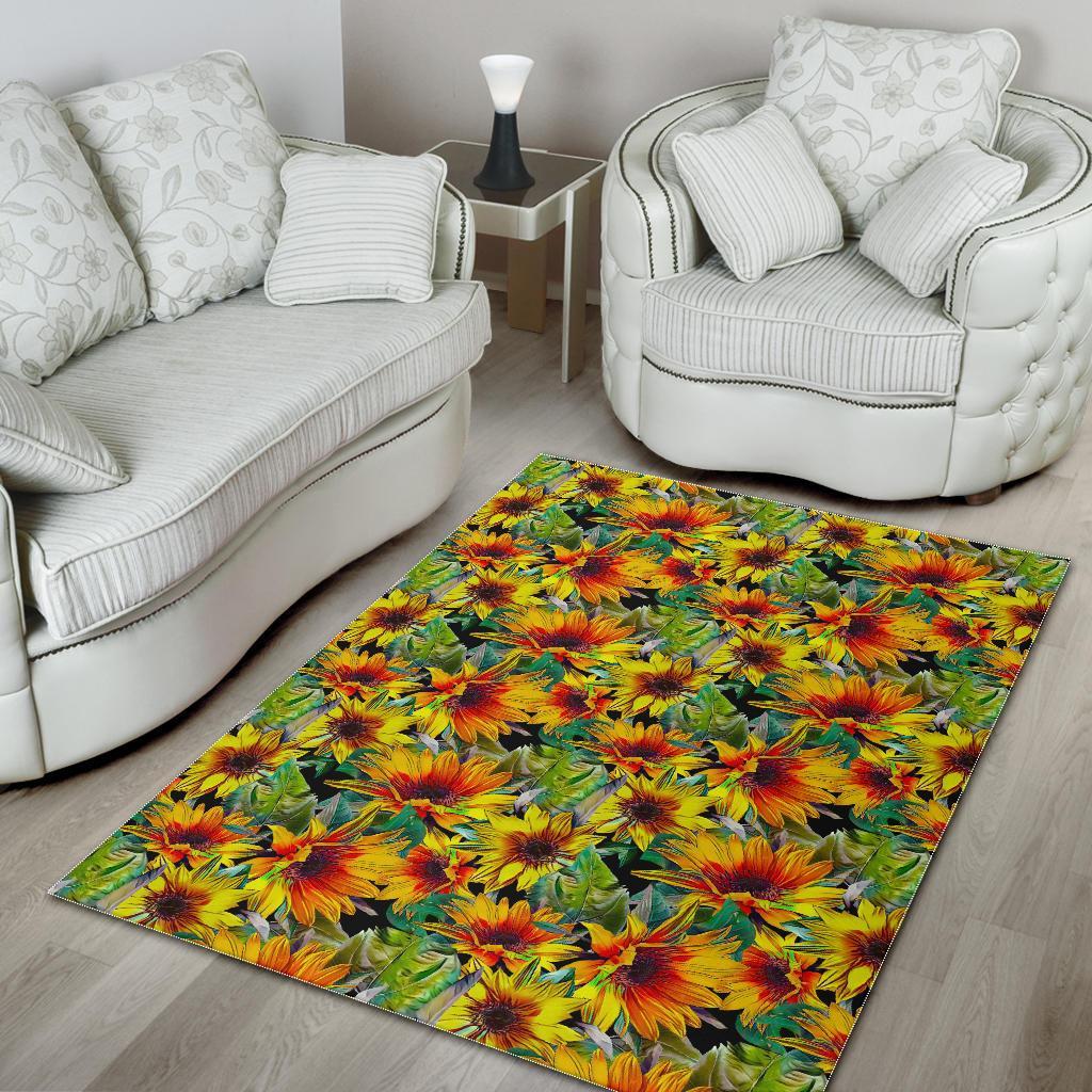 Autumn Sunflower Pattern Print Area Rug