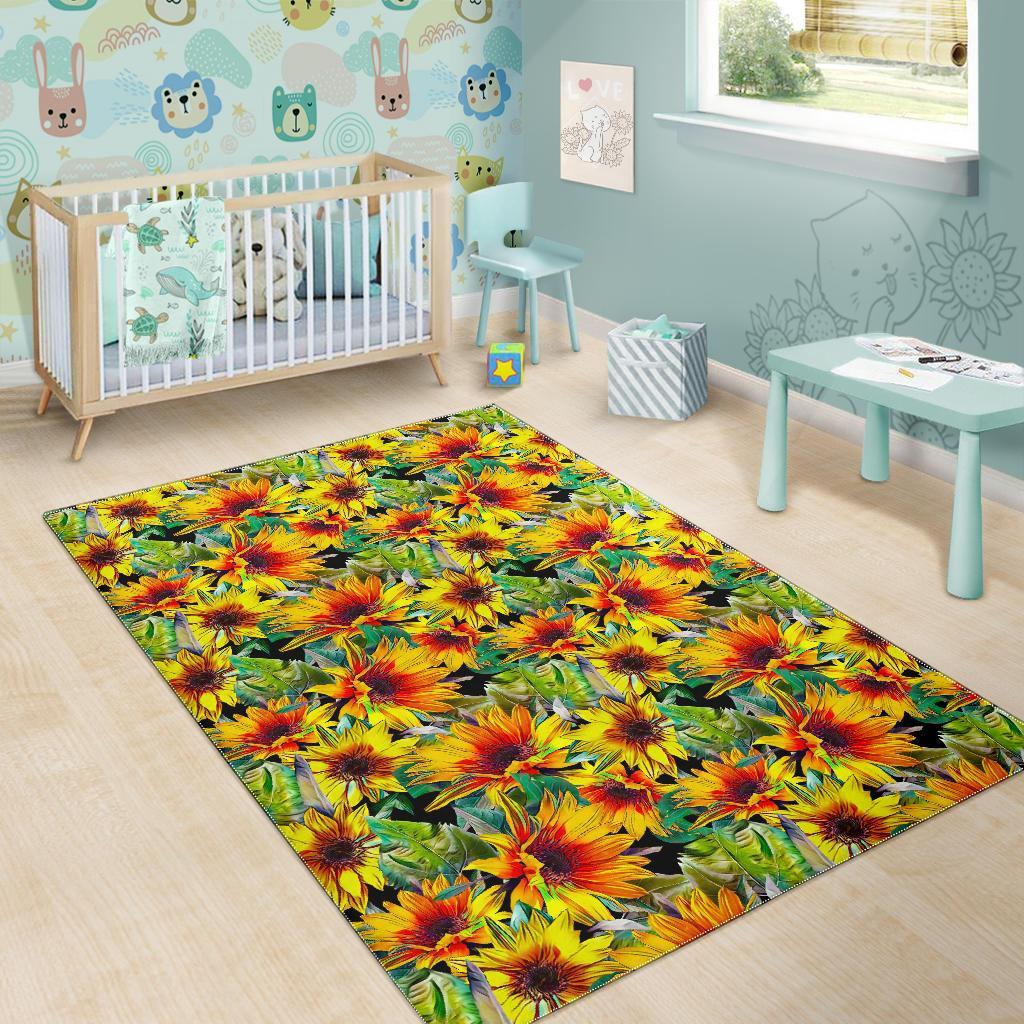 Autumn Sunflower Pattern Print Area Rug