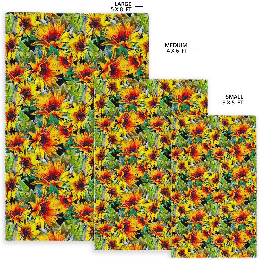 Autumn Sunflower Pattern Print Area Rug