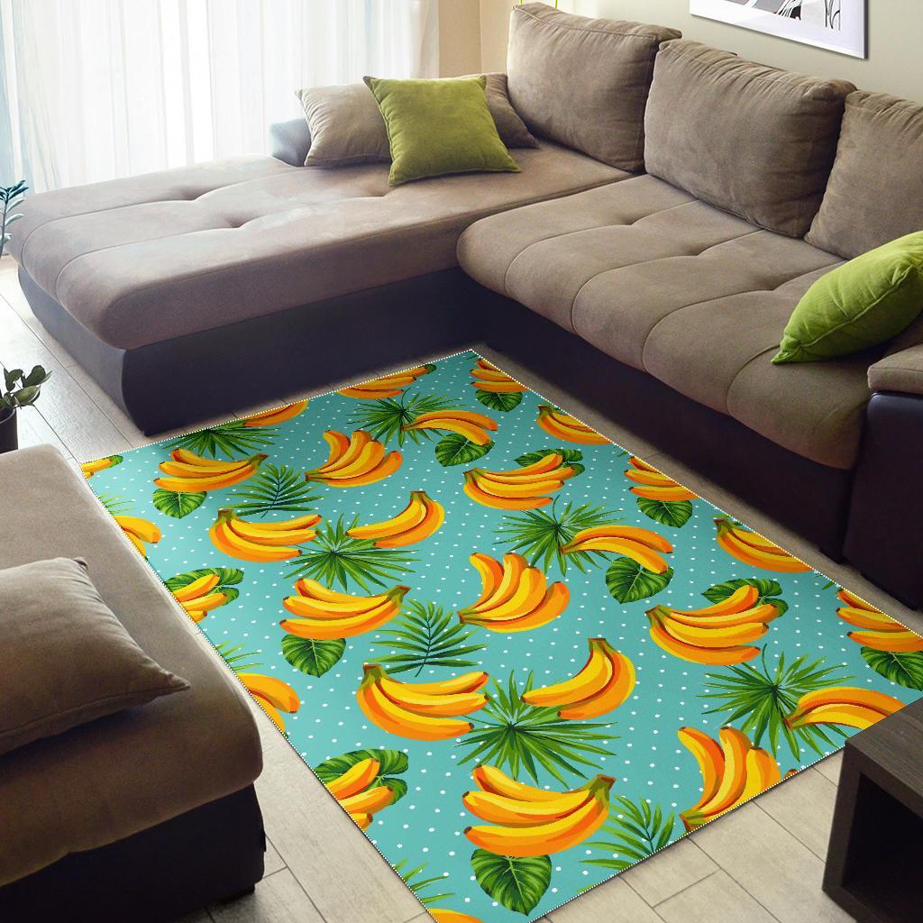 Banana Palm Leaf Pattern Print Area Rug