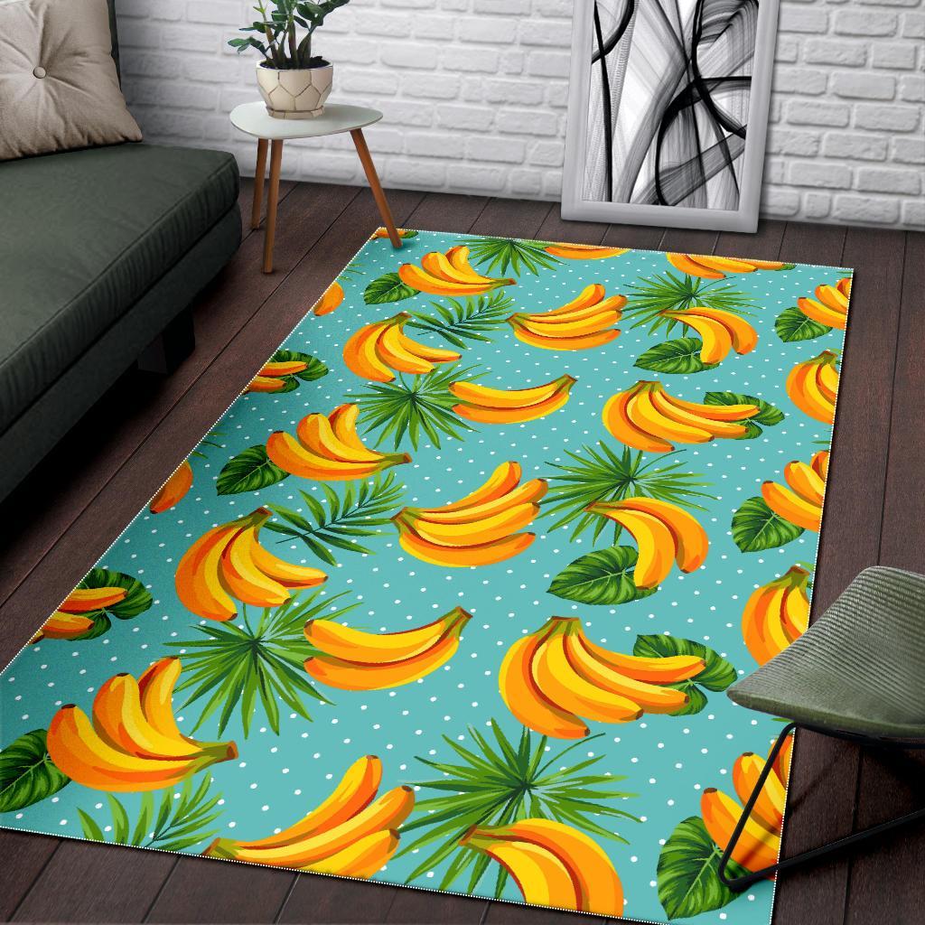 Banana Palm Leaf Pattern Print Area Rug