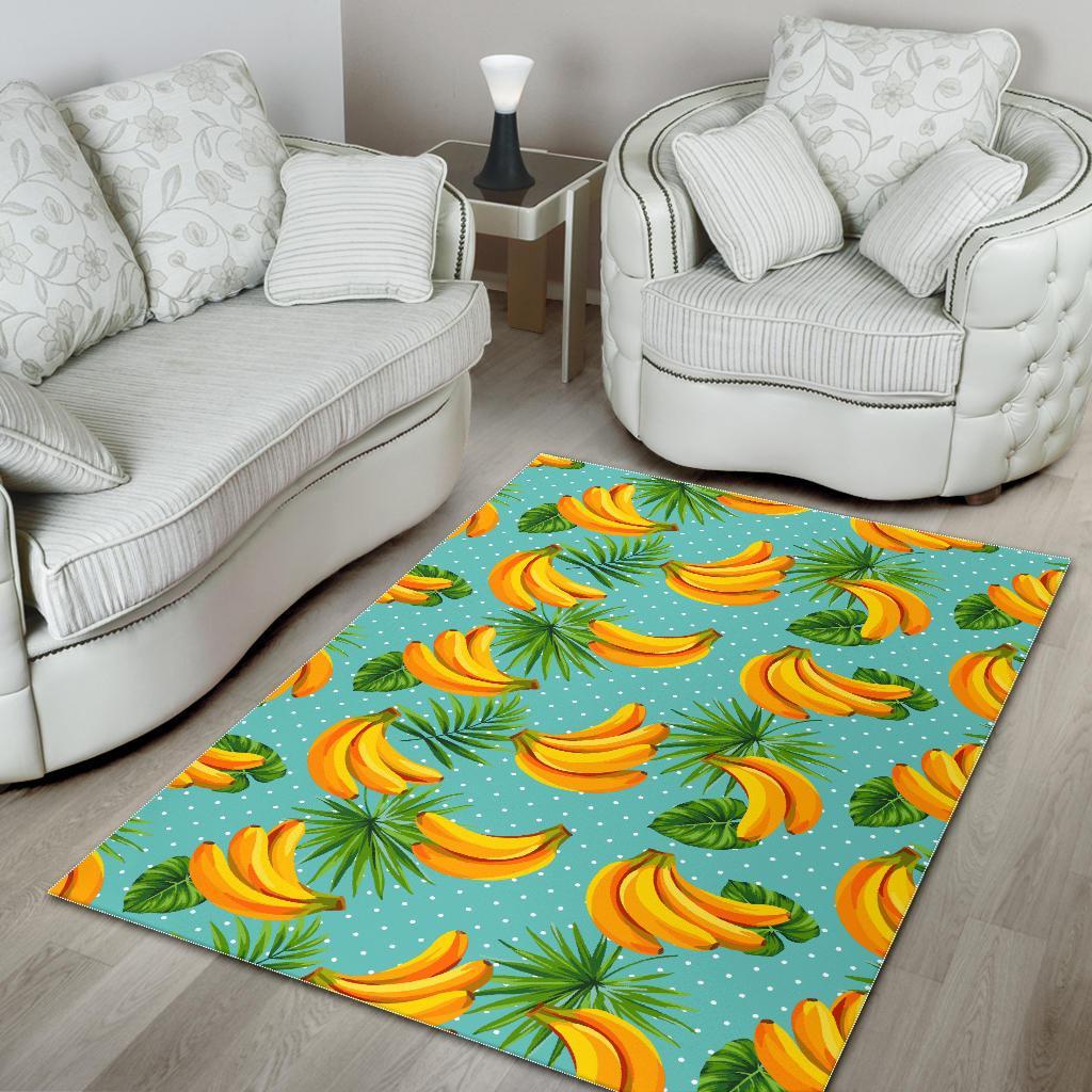 Banana Palm Leaf Pattern Print Area Rug