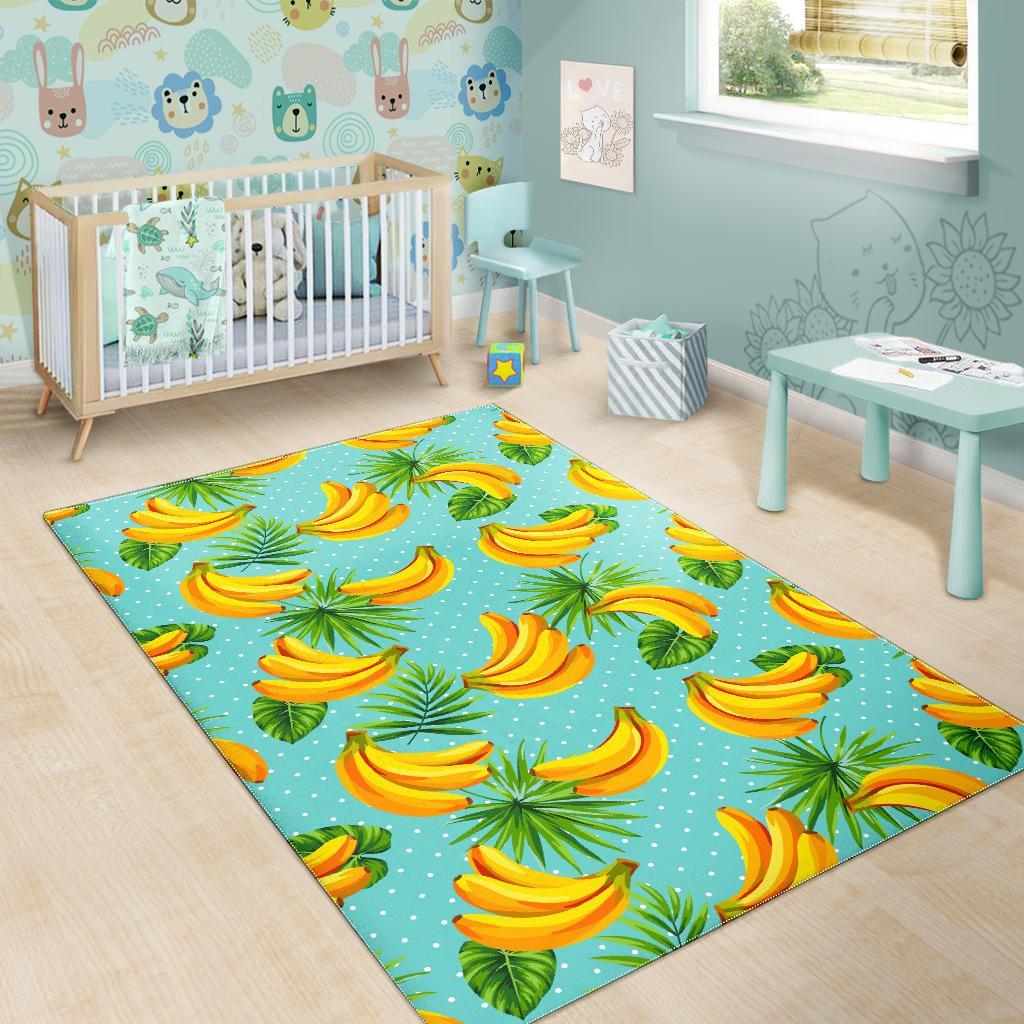 Banana Palm Leaf Pattern Print Area Rug