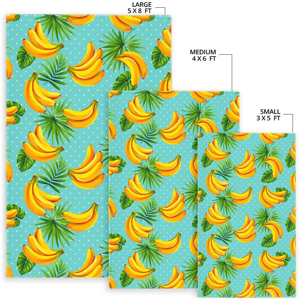 Banana Palm Leaf Pattern Print Area Rug