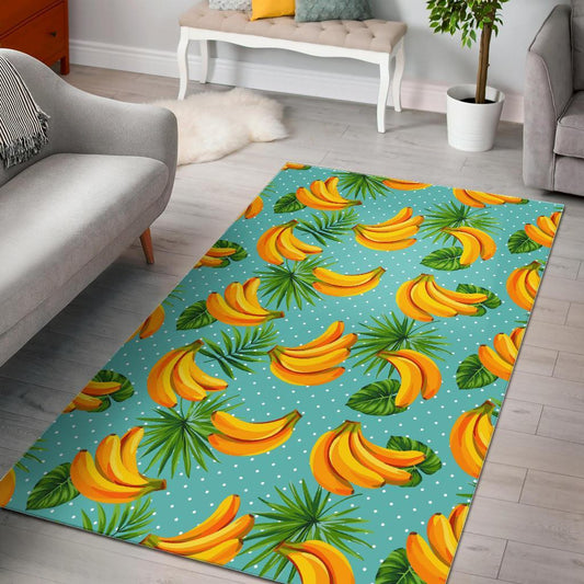 Banana Palm Leaf Pattern Print Area Rug