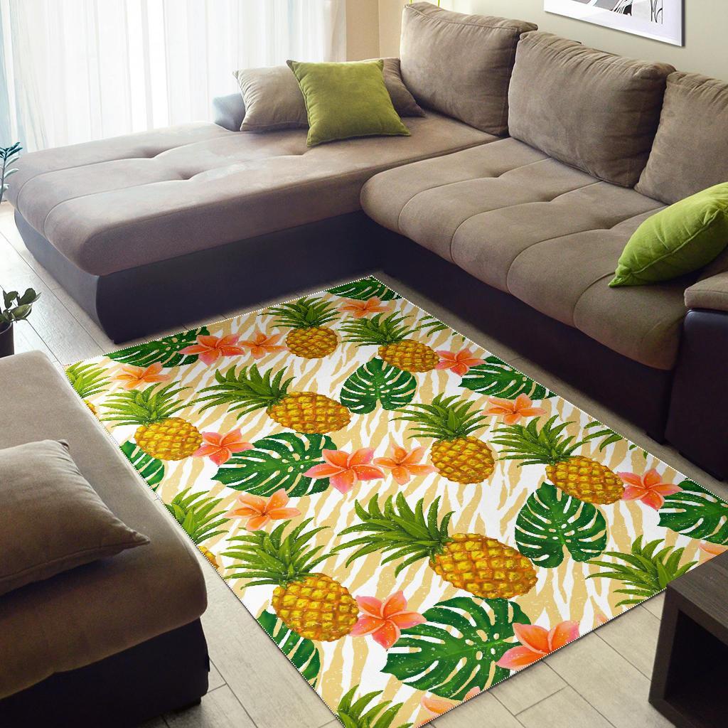 Beige Zebra Pineapple Pattern Print Area Rug