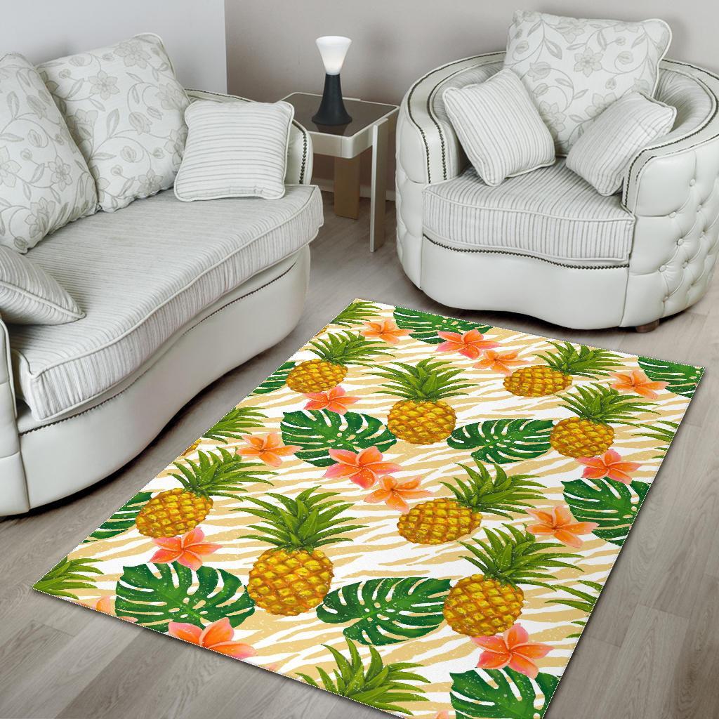 Beige Zebra Pineapple Pattern Print Area Rug
