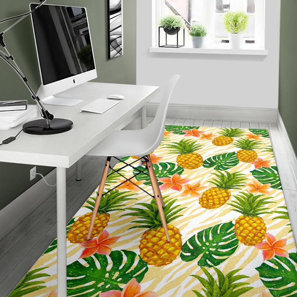 Beige Zebra Pineapple Pattern Print Area Rug