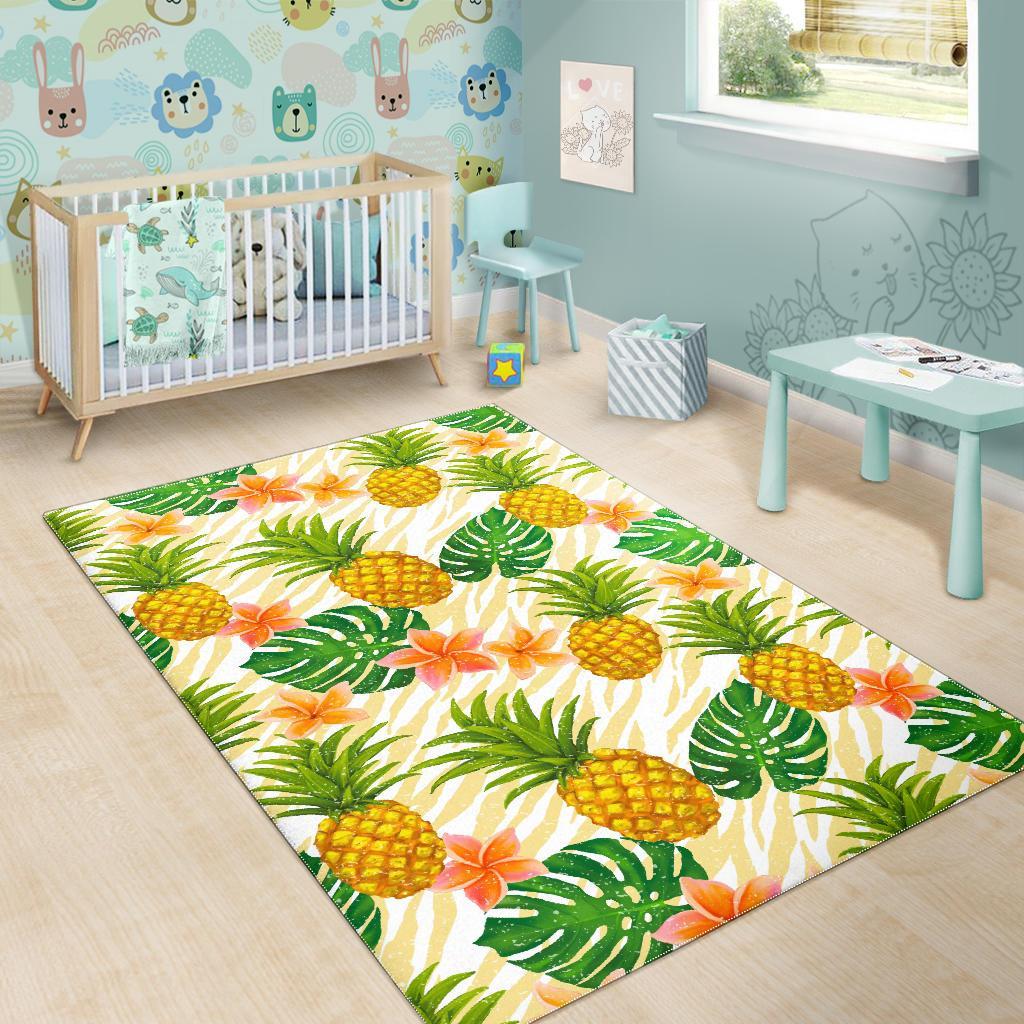 Beige Zebra Pineapple Pattern Print Area Rug