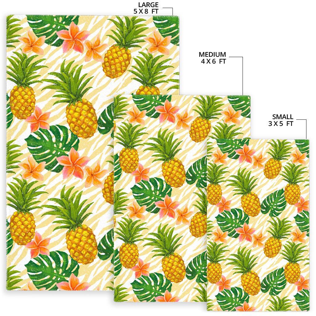 Beige Zebra Pineapple Pattern Print Area Rug
