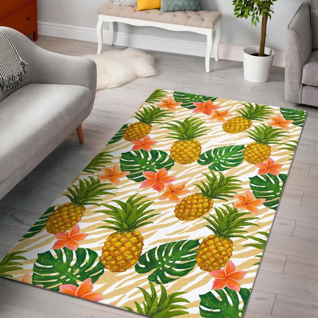 Beige Zebra Pineapple Pattern Print Area Rug