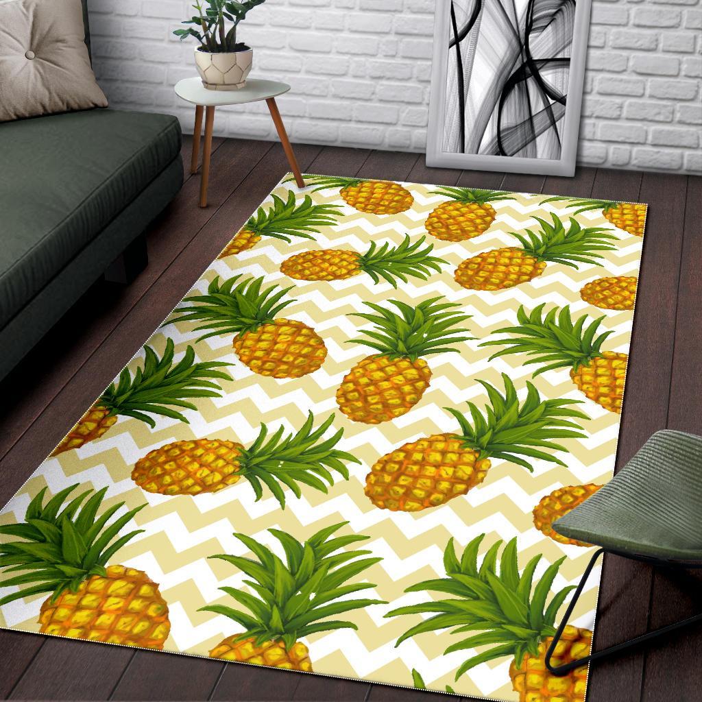 Beige Zig Zag Pineapple Pattern Print Area Rug