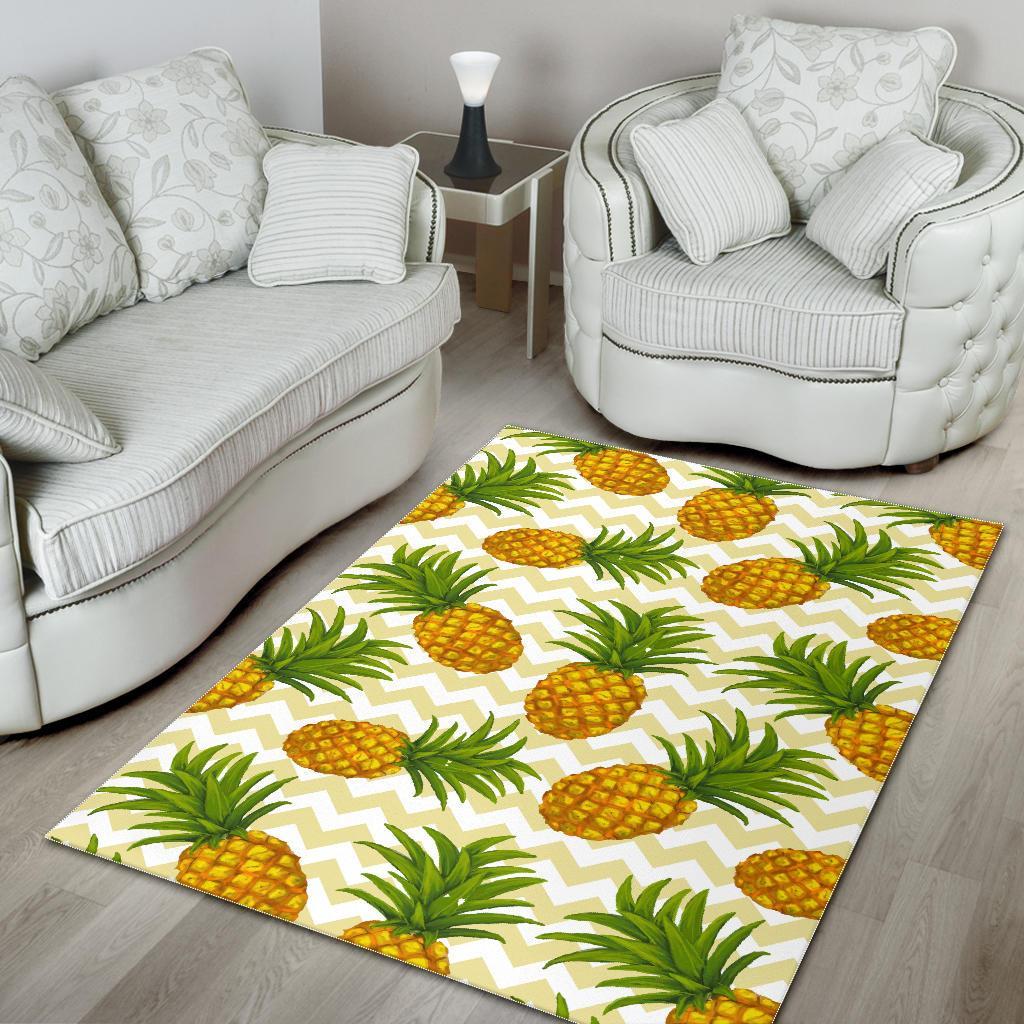 Beige Zig Zag Pineapple Pattern Print Area Rug