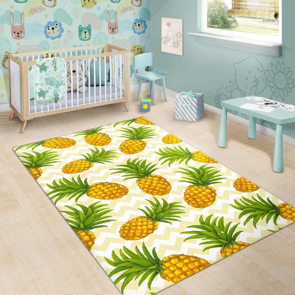 Beige Zig Zag Pineapple Pattern Print Area Rug