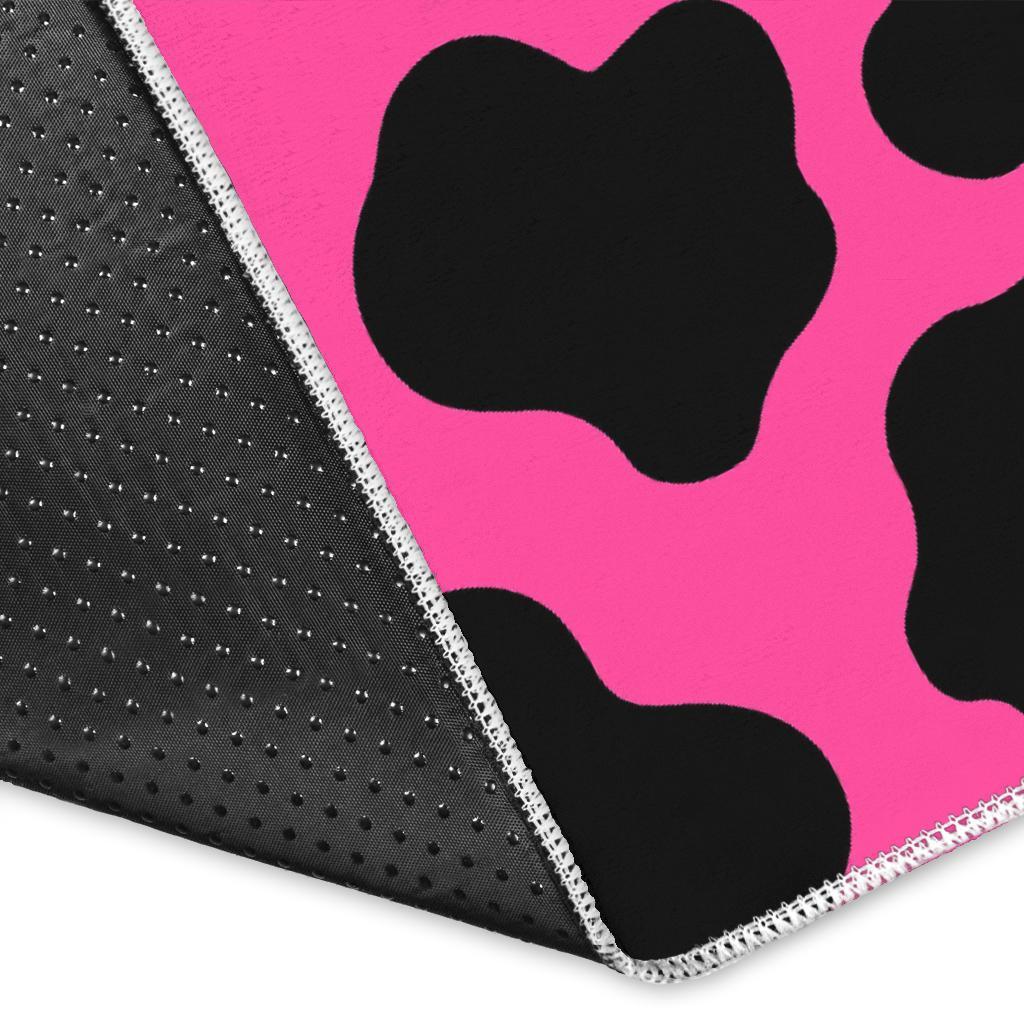 Black And Hot Pink Cow Print Area Rug