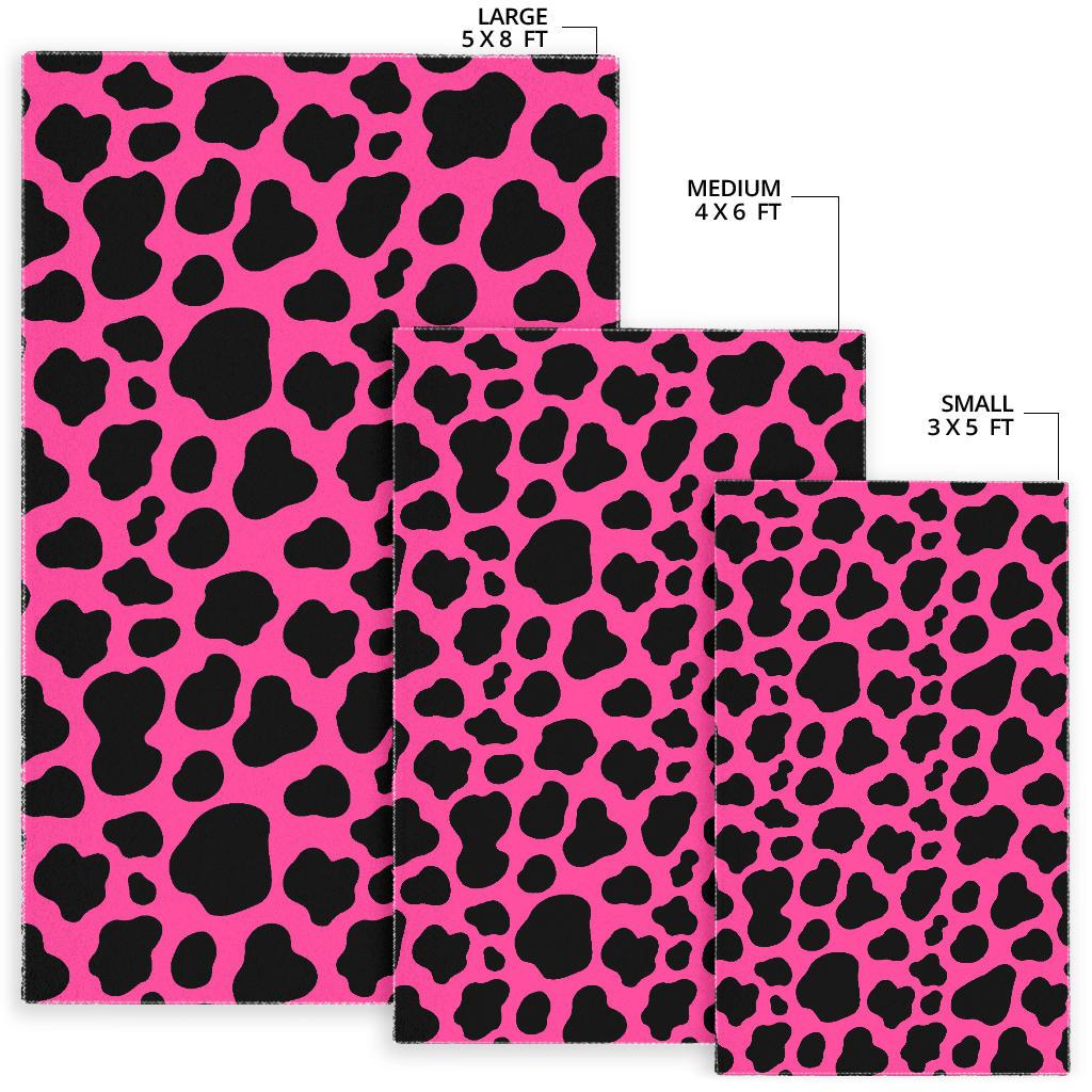 Black And Hot Pink Cow Print Area Rug