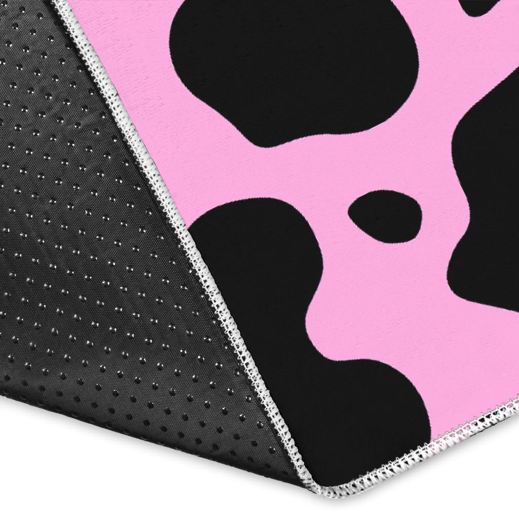 Black And Pink Cow Print Area Rug