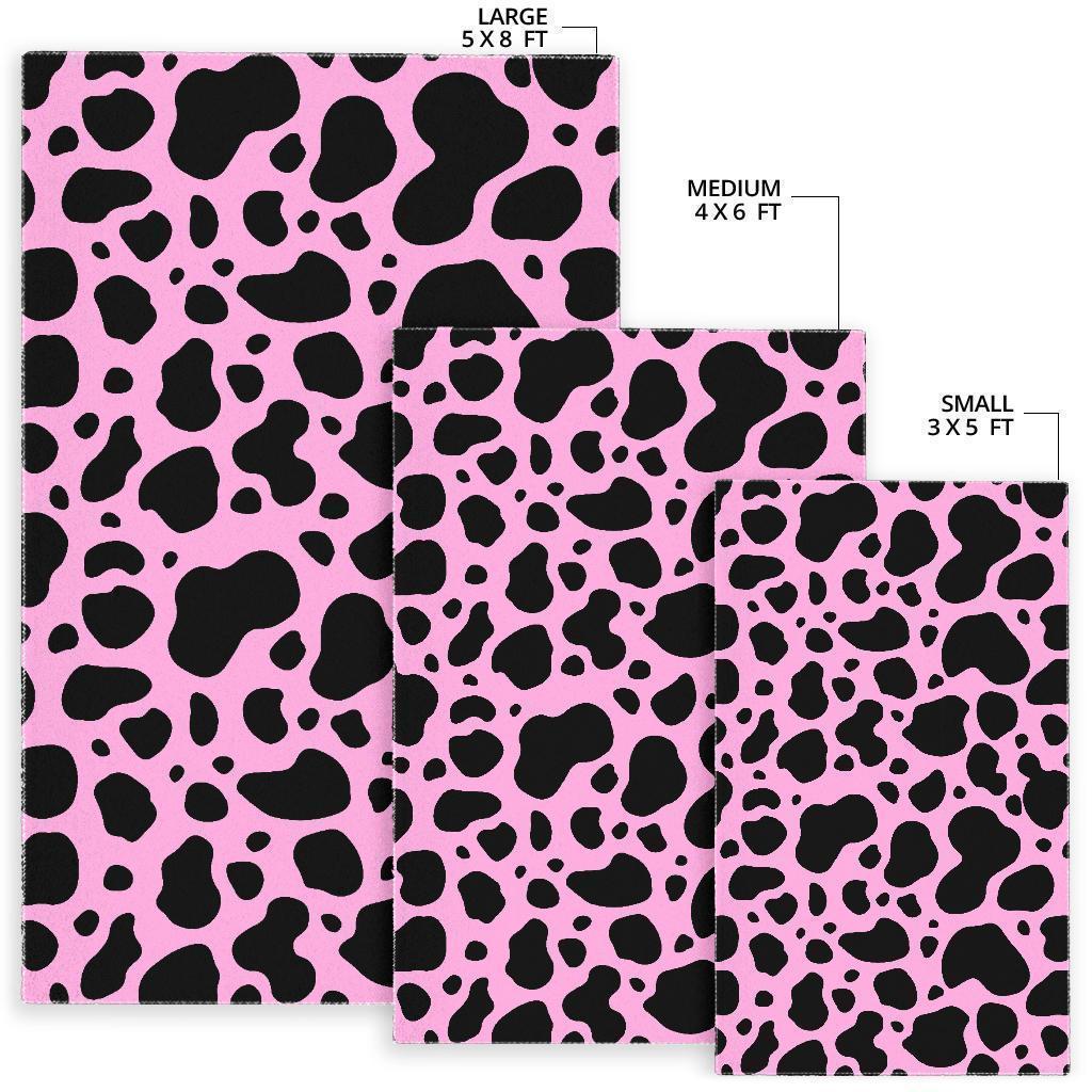 Black And Pink Cow Print Area Rug