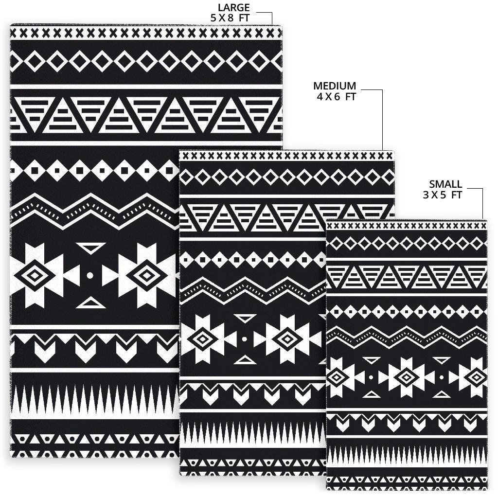 Black And White Aztec Pattern Print Area Rug