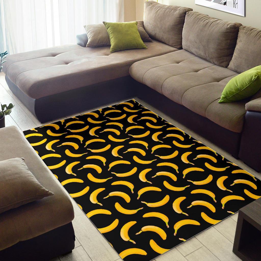 Black Banana Pattern Print Area Rug