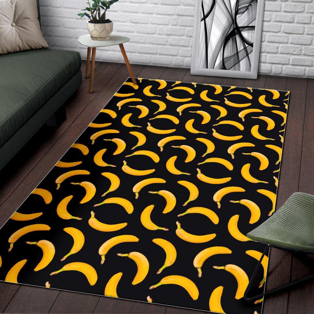 Black Banana Pattern Print Area Rug