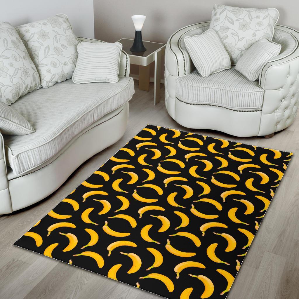 Black Banana Pattern Print Area Rug