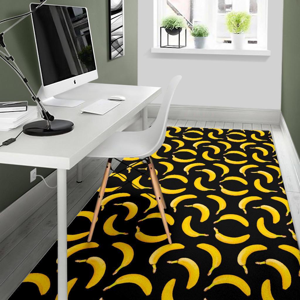 Black Banana Pattern Print Area Rug