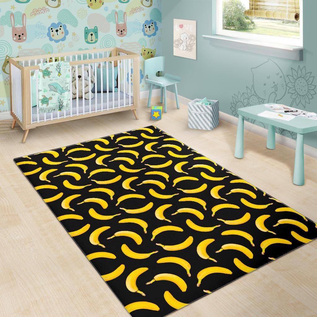 Black Banana Pattern Print Area Rug