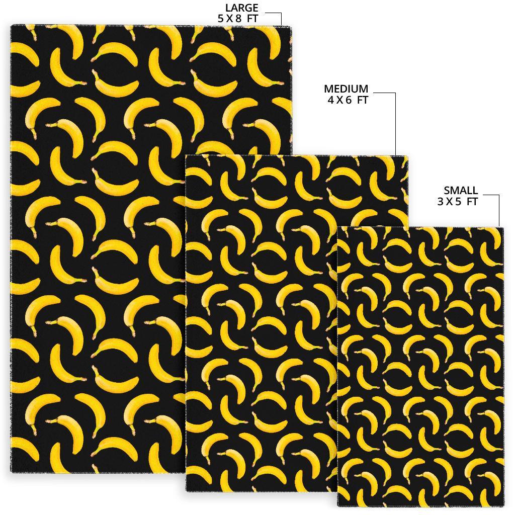 Black Banana Pattern Print Area Rug