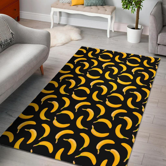 Black Banana Pattern Print Area Rug