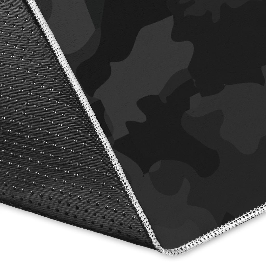 Black Camouflage Print Area Rug