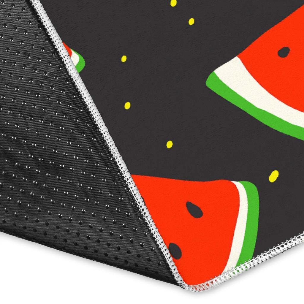 Black Cute Watermelon Pattern Print Area Rug