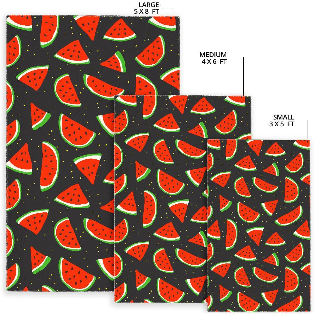 Black Cute Watermelon Pattern Print Area Rug