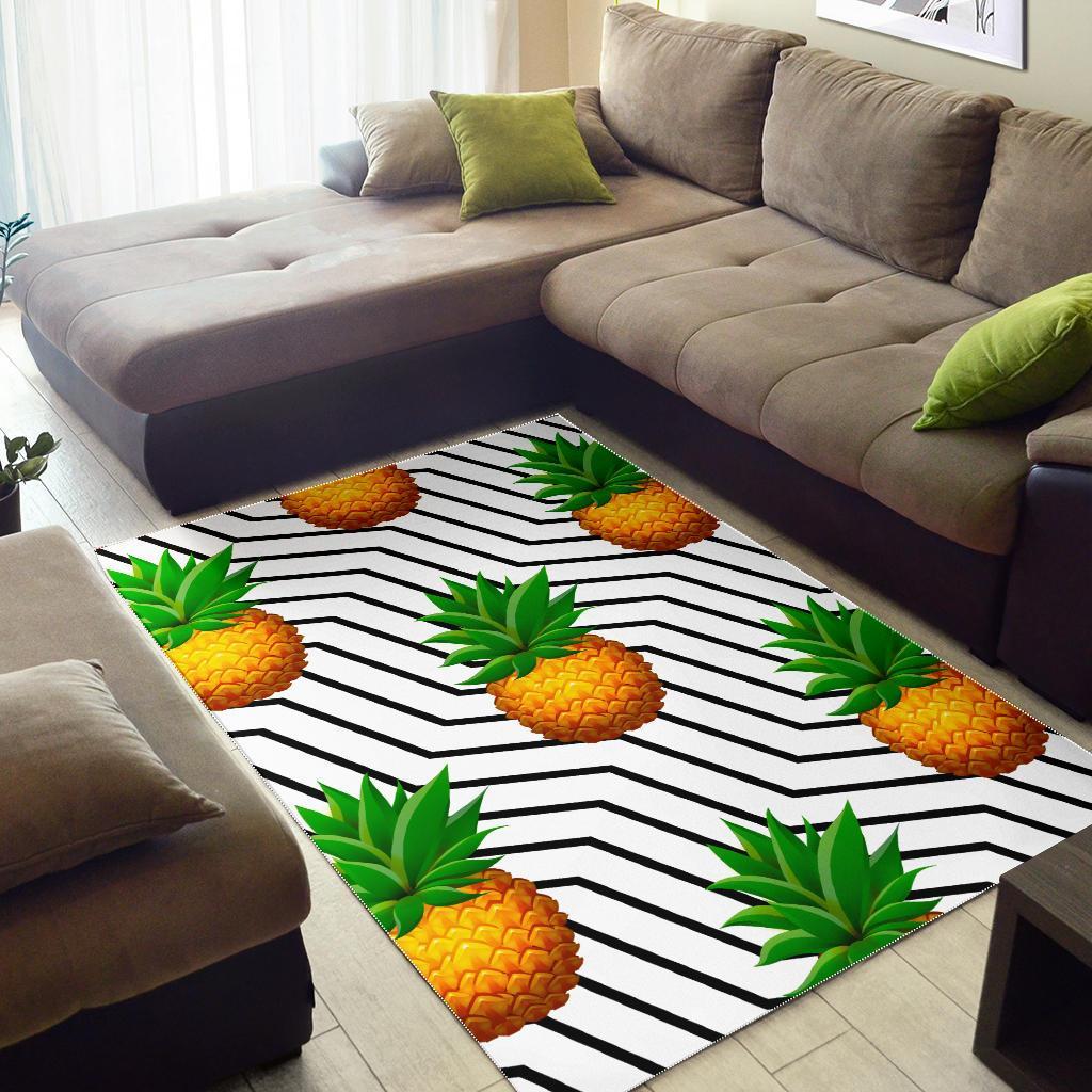 Black Geometric Pineapple Pattern Print Area Rug