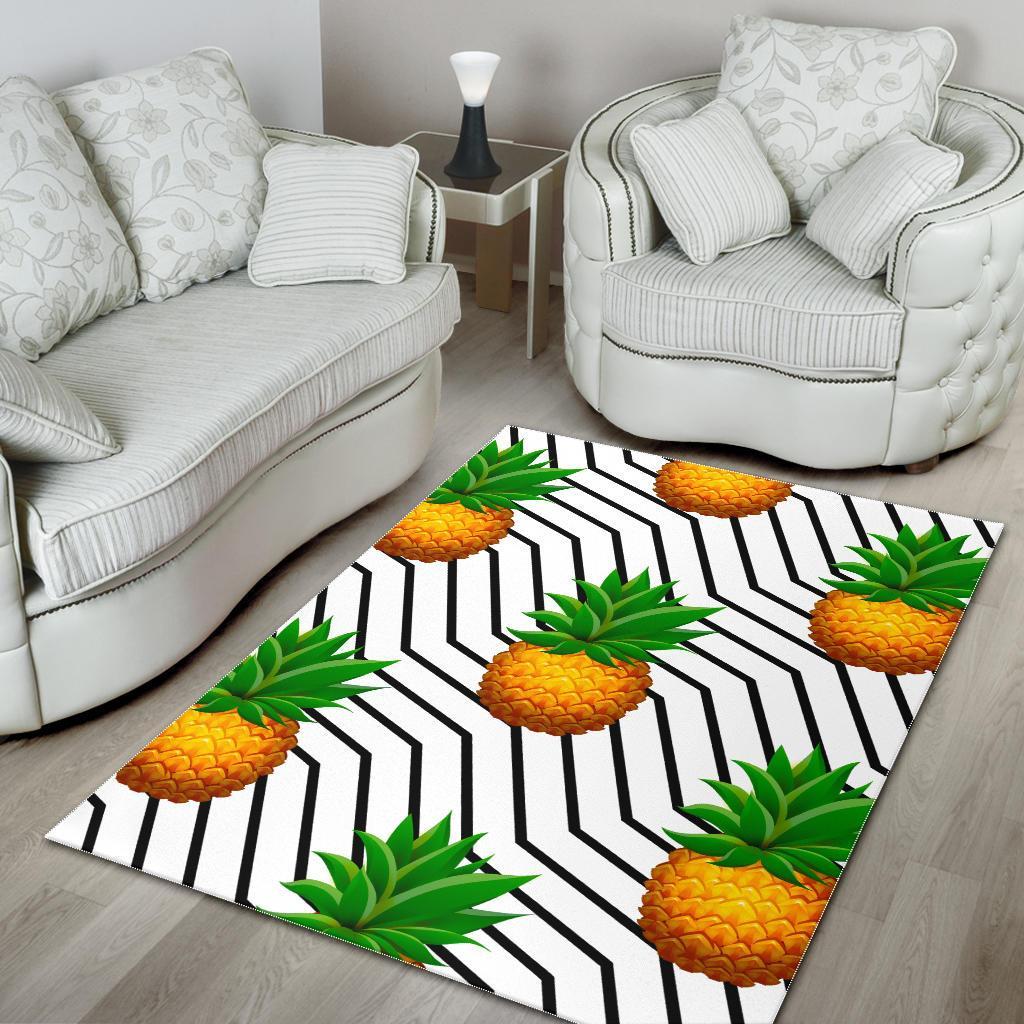 Black Geometric Pineapple Pattern Print Area Rug