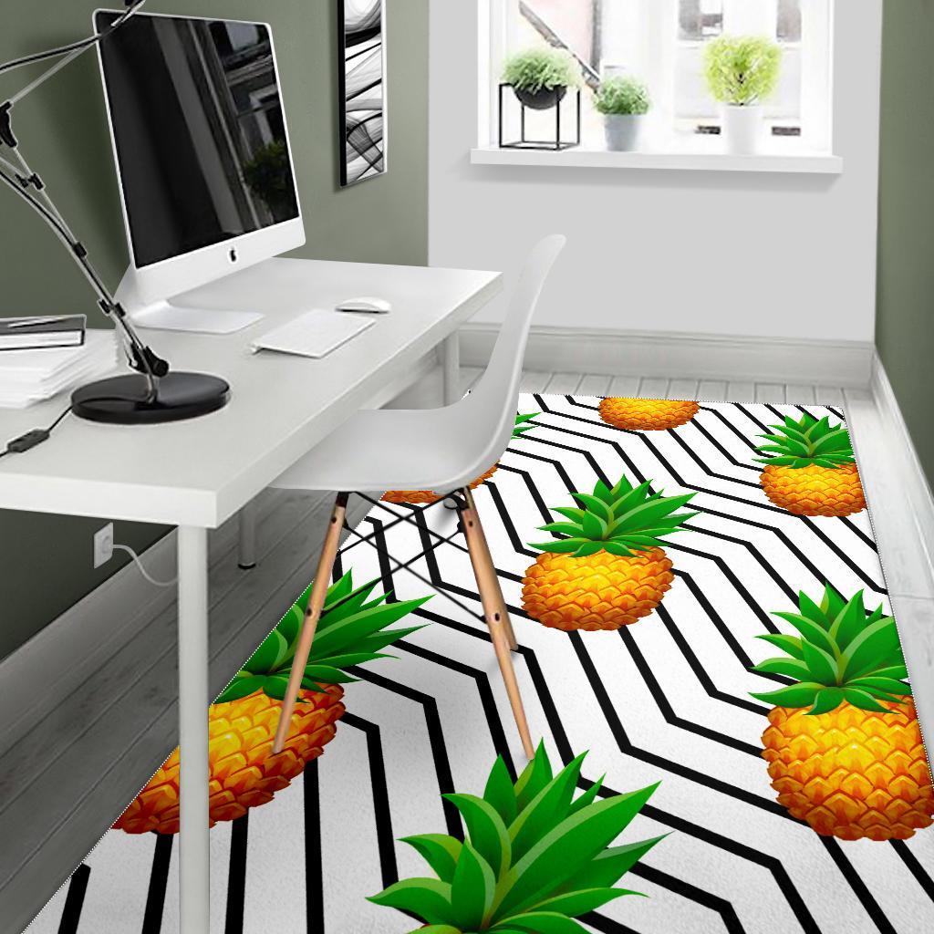 Black Geometric Pineapple Pattern Print Area Rug