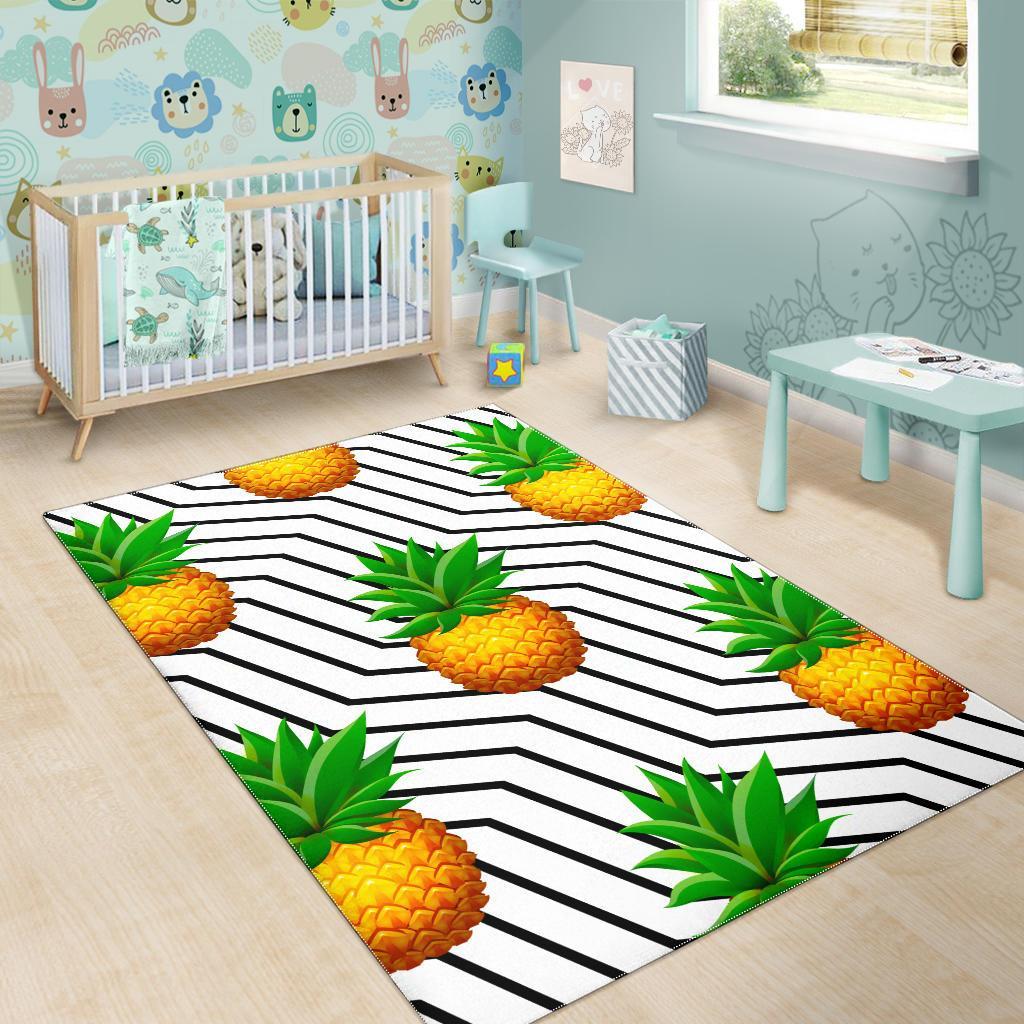 Black Geometric Pineapple Pattern Print Area Rug