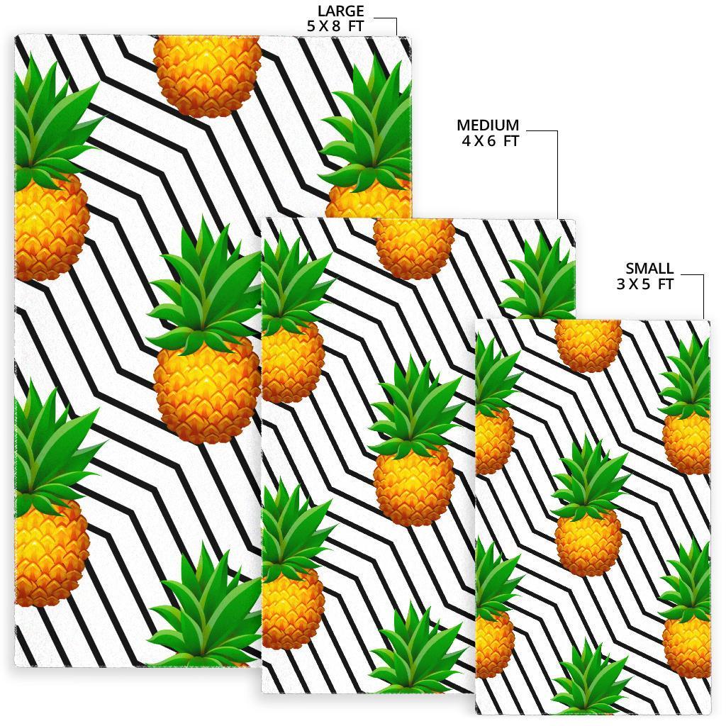 Black Geometric Pineapple Pattern Print Area Rug