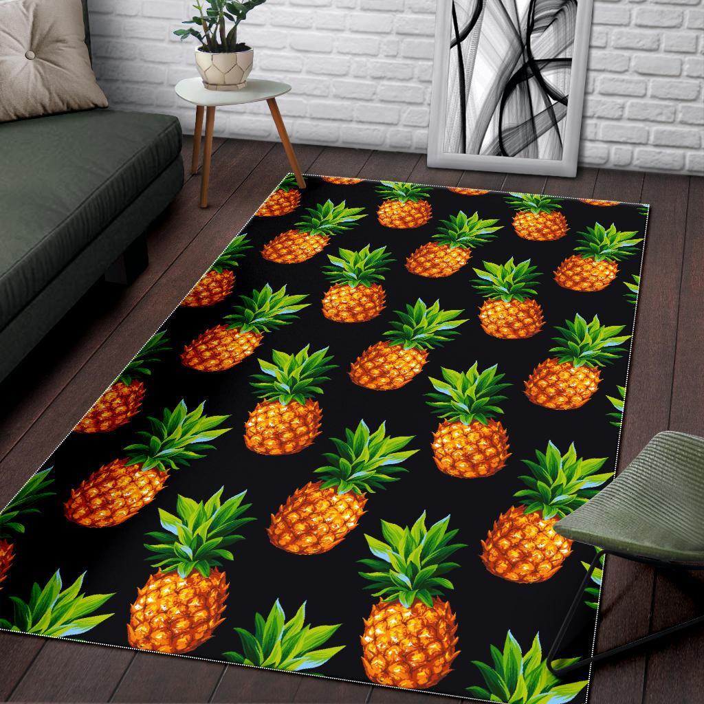 Black Pineapple Pattern Print Area Rug