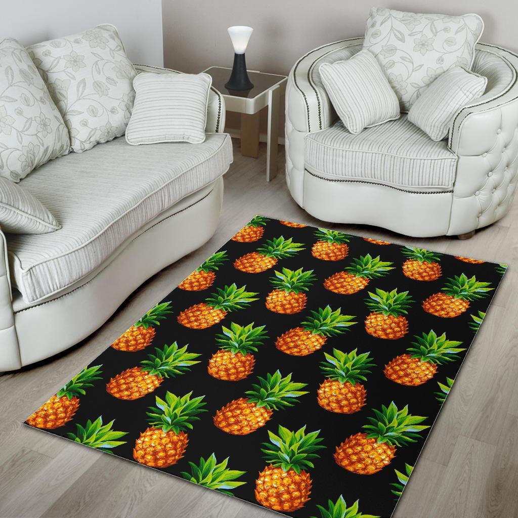 Black Pineapple Pattern Print Area Rug