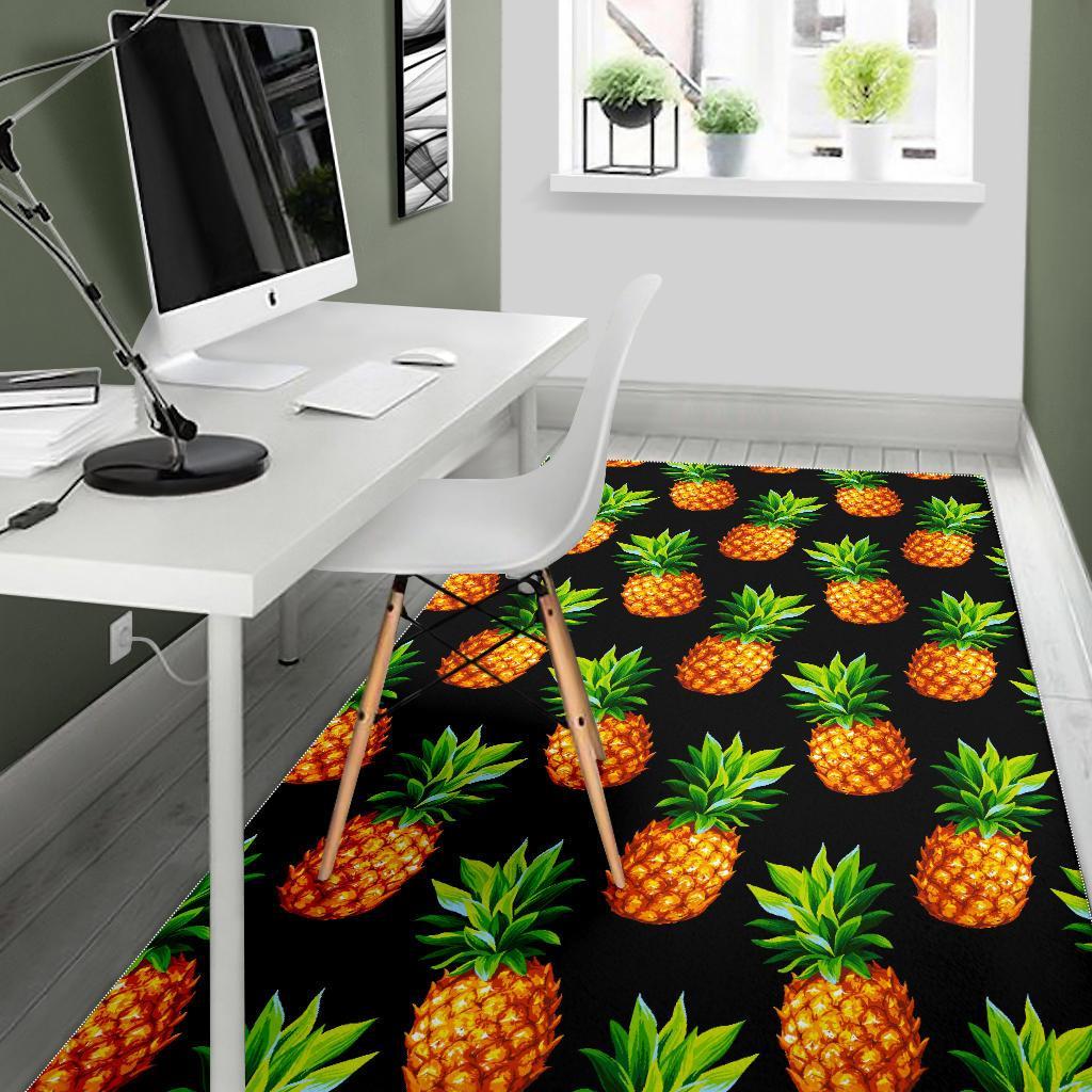 Black Pineapple Pattern Print Area Rug