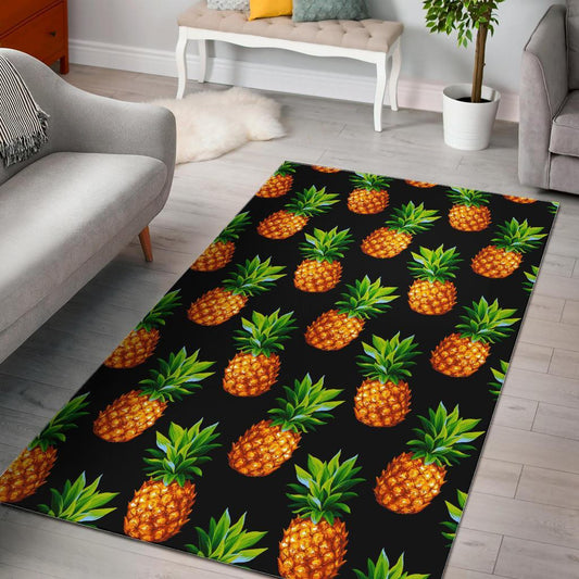 Black Pineapple Pattern Print Area Rug