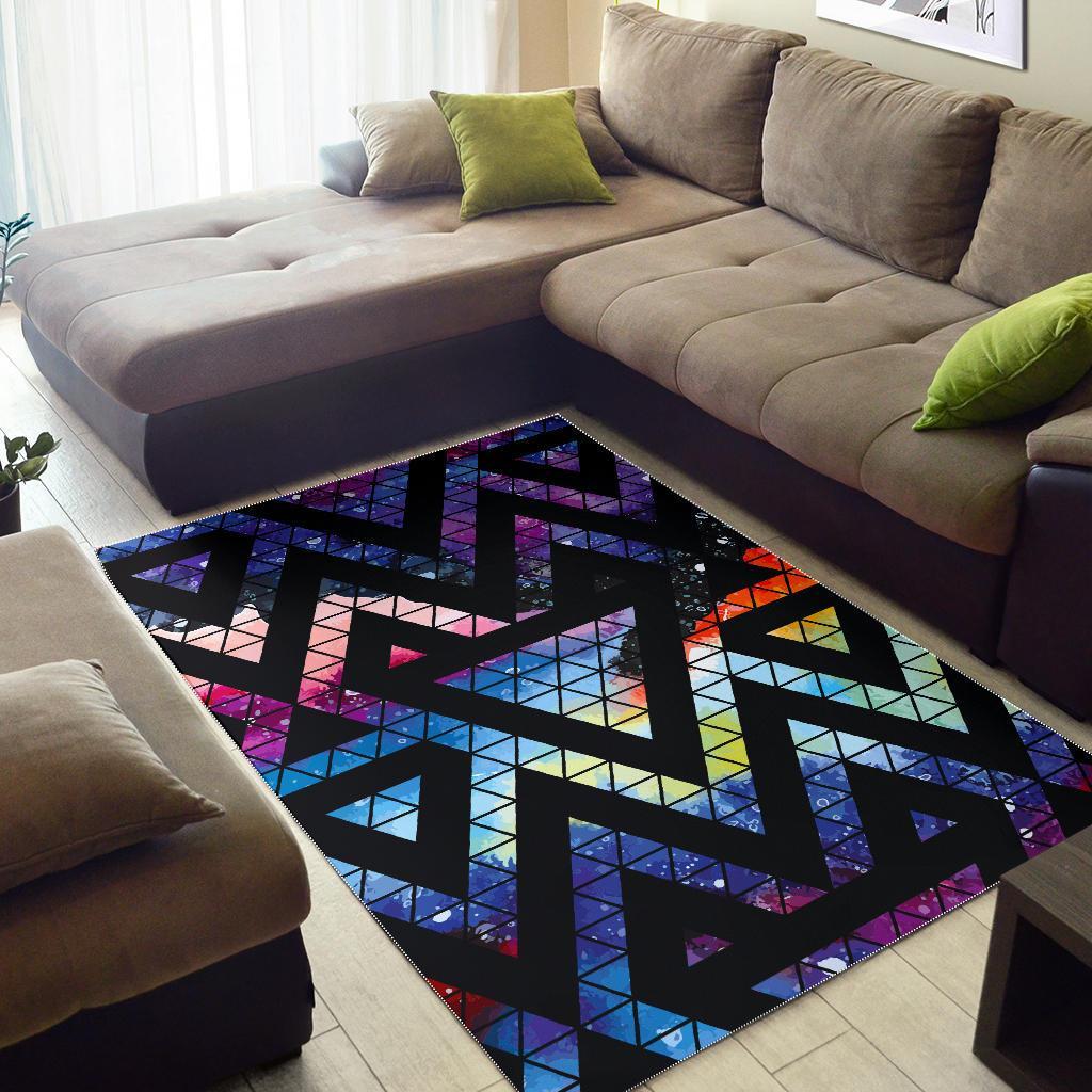 Black Triangle Galaxy Space Print Area Rug