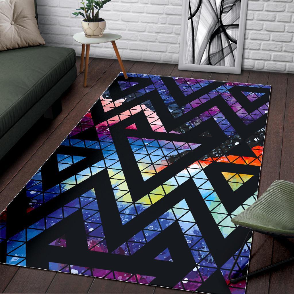 Black Triangle Galaxy Space Print Area Rug