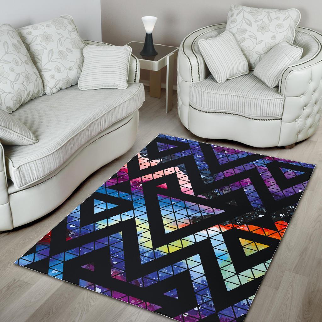 Black Triangle Galaxy Space Print Area Rug